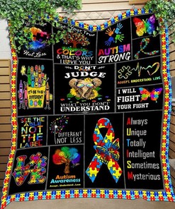 Custom Autism Awareness Fleece Blanket Quilt Blanket - Promote Autism Awareness with this Customized Quilt