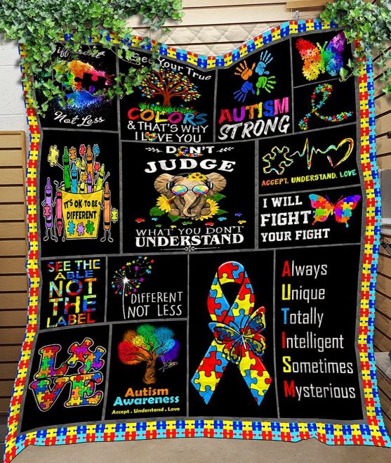 Custom Autism Awareness Fleece Blanket Quilt Blanket - Promote Autism Awareness with this Customized Quilt