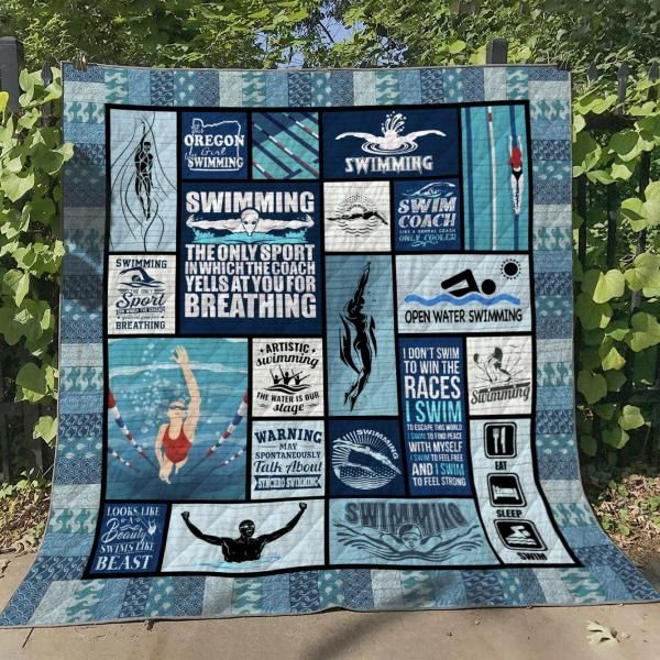 Customized Open Water Swimming Coach Quilt Blanket