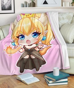 Cute Bowsette Super Mario Fleece Blanket Gift For Fans of the Classic Game