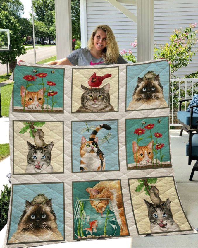 Cute Cats Moment Quilt Bedding Set - Perfect for Any Cat Lover's Quilt Bedding Set Collection