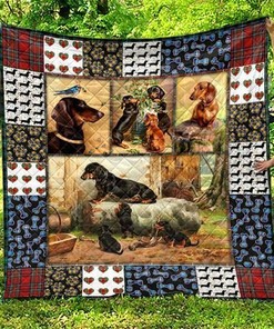 Cute Dachshund Pets Dog Quilt Blanket, Perfect for Dog Lovers