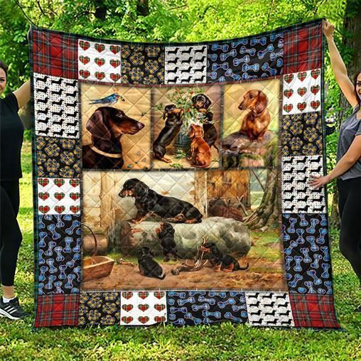 Cute Dachshund Pets Dog Quilt Blanket, Perfect for Dog Lovers