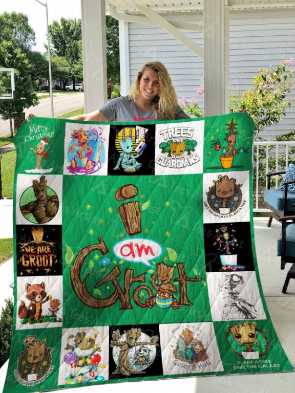 Cute Groot Character Collection Quilt Blanket - Add Some Fun To Your Room