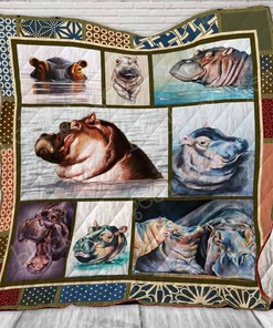 Cute Hippo Hippo Lo Quilt Bed Set Twin
