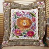 Cute Lion With Flower Lion Quilt Blanket for Animal Enthusiasts