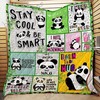 Cute Panda Stay Cool And Be Smart Quilt Blanket - this quilt blanket features an adorable panda.