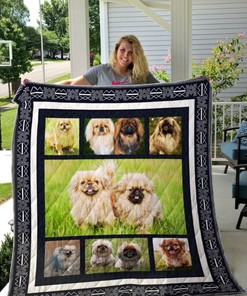 Cute Pekingese Dog Love Quilt Blanket, Great for Dog Owners