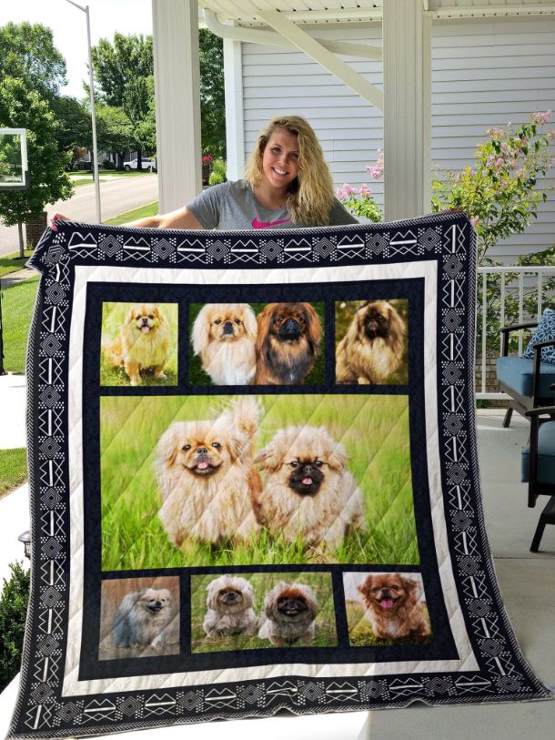 Cute Pekingese Dog Love Quilt Blanket, Great for Dog Owners