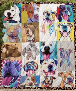 Cute Pitbull Quilt Blanket, Ideal for Dog Owners