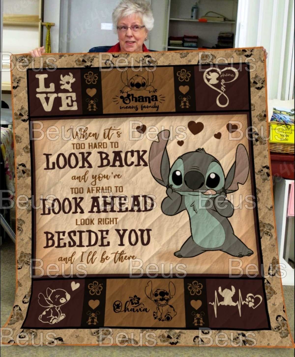 Cute Stitch Quote Quilt Blanket for Disney Fans