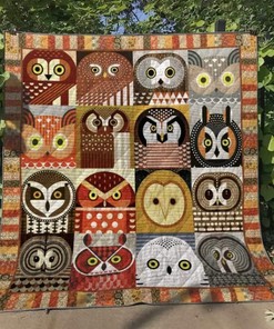 Cutiest Owls Quilt Blanket for Kids' Quilt Bedding Set