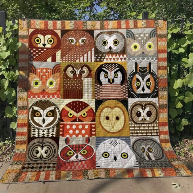 Cutiest Owls Quilt Blanket for Kids' Quilt Bedding Set