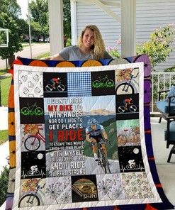 Cycling Motivational Quote Quilt Bedding Set for Sports Lovers