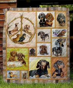 Dachshund Hippie Quilt Blanket for Dog and Hippie Enthusiasts