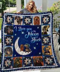 Dachshund I Love You To The Moon And Back Quilt Bedding Set for Dog Lovers