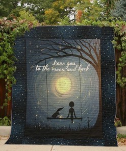 Dachshund Love You To The Moon And Back Quilt Bedding Set for Girls with Quilt Blanket