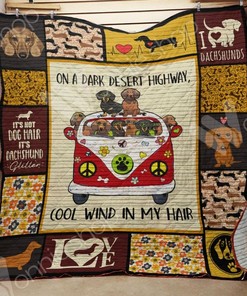 Dachshund On A Dark Desert Highway Cool Wind In My Hair Quilt Blanket ideal for Girls Quilt Bedding Set