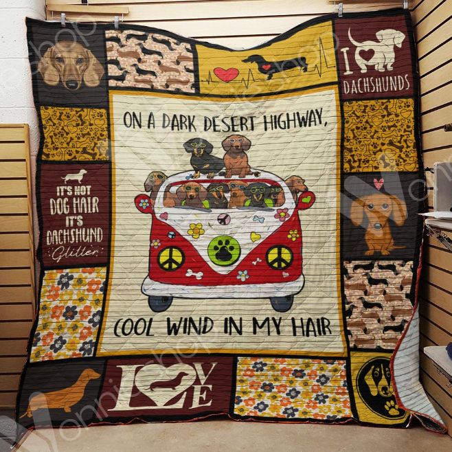 Dachshund On A Dark Desert Highway Cool Wind In My Hair Quilt Blanket ideal for Girls Quilt Bedding Set