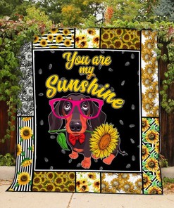 Dachshund Sunflower You Are My Sunshine Quilt Blanket - Charming Gift for Dachshund Lovers