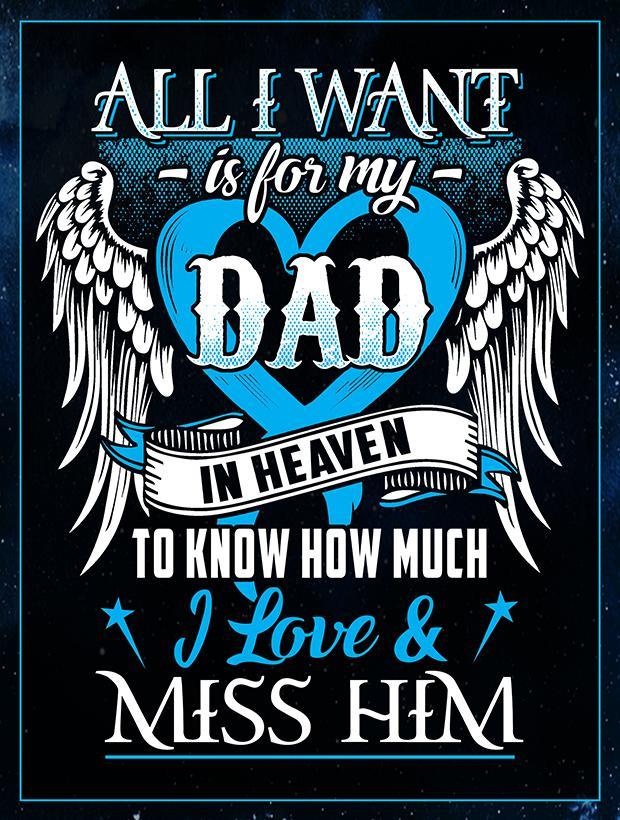 Dad Blanket All I Want is for My Dad in Heaven Blue Blanket Memorial with Quotes