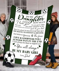 Dad's Love And Gift, Football Blanket Quilt For Daughter