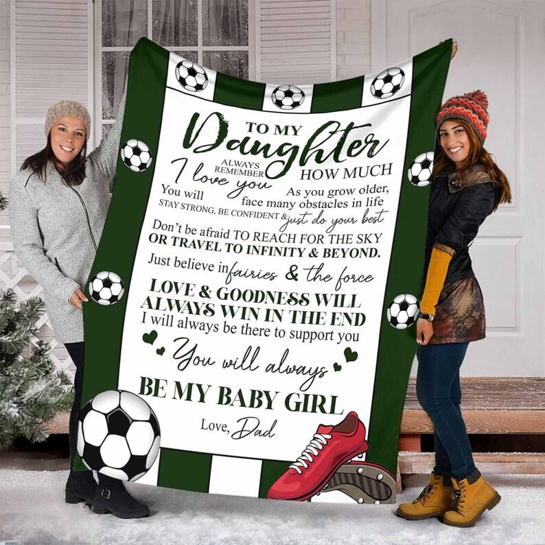 Dad's Love And Gift, Football Blanket Quilt For Daughter