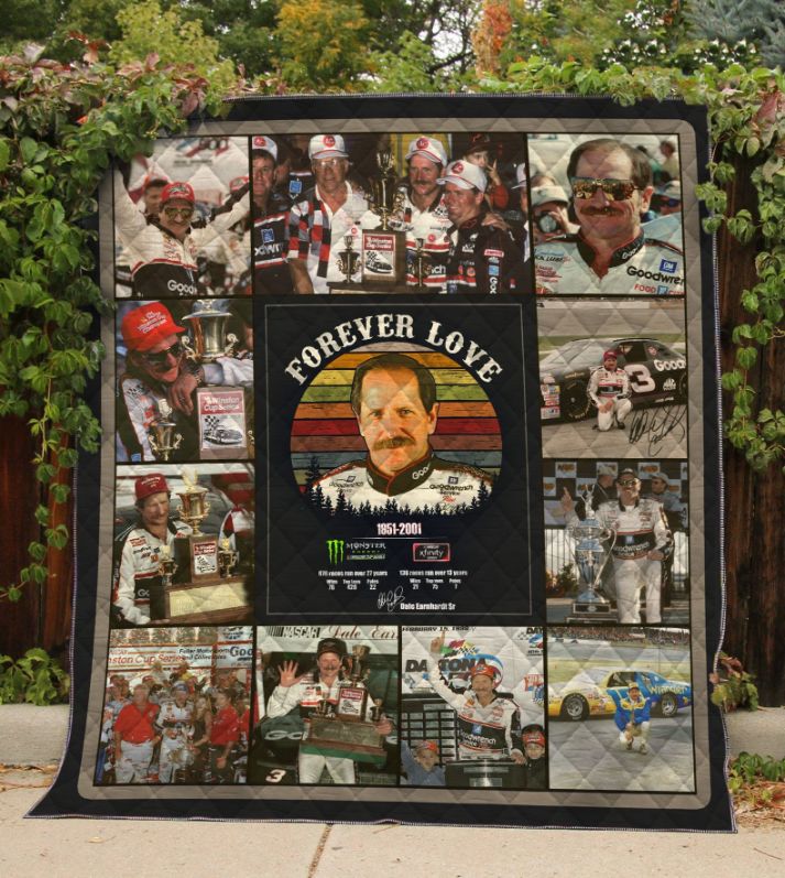 Dale Earnhardt tribute quilt blanket featuring his birth and death years