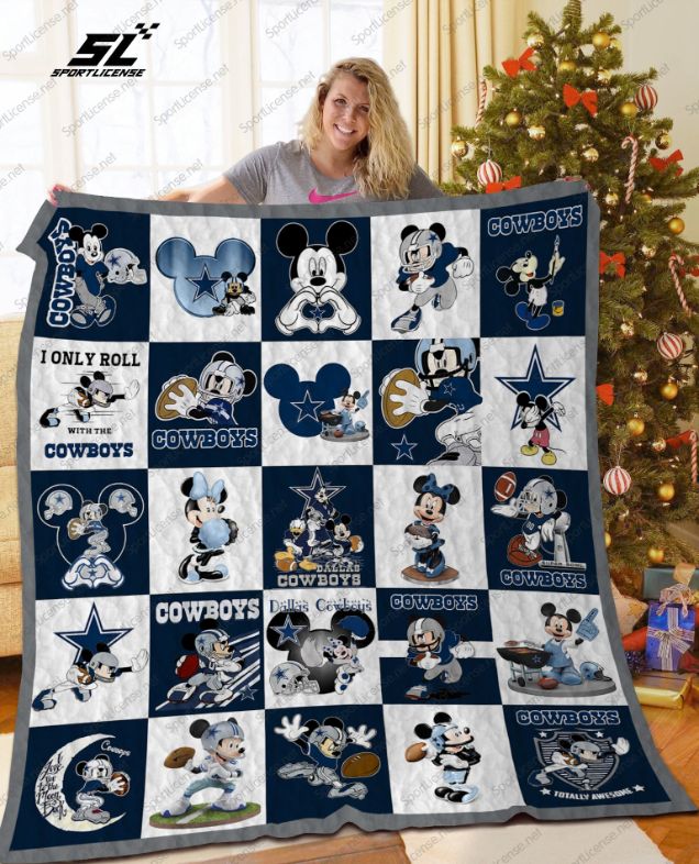 Dallas Cowboys Mickey Mouse Quilt Blanket - NFL Dallas Cowboys Mickey Mouse Quilt Bedding Set