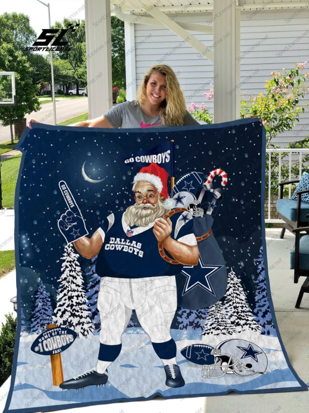 Dallas Cowboys Santa Claus Quilt Bedding Set for Christmas Gifts