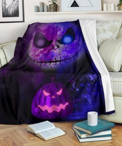 Dark Color Jack Skellington Fleece Blanket Gift For Fan, Premium Comfy Sofa Throw Blanket Gift