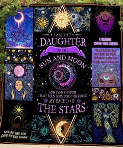Daughter Of Sun And Moon Quilt Blanket for Fans of Celestial Bodies