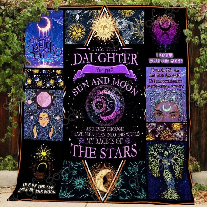 Daughter Of Sun And Moon Quilt Blanket for Fans of Celestial Bodies