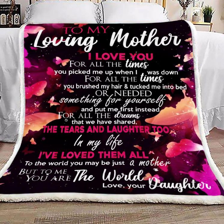Daughter to Mom Butterfly Themed Quilt Blanket Baby or Kids Bed Set Gift