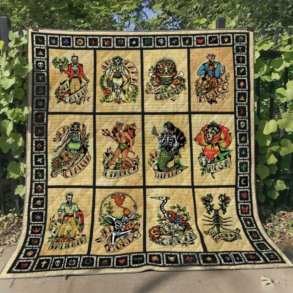 Day Of The Dead Quilt Bedding Set with Traditional Design