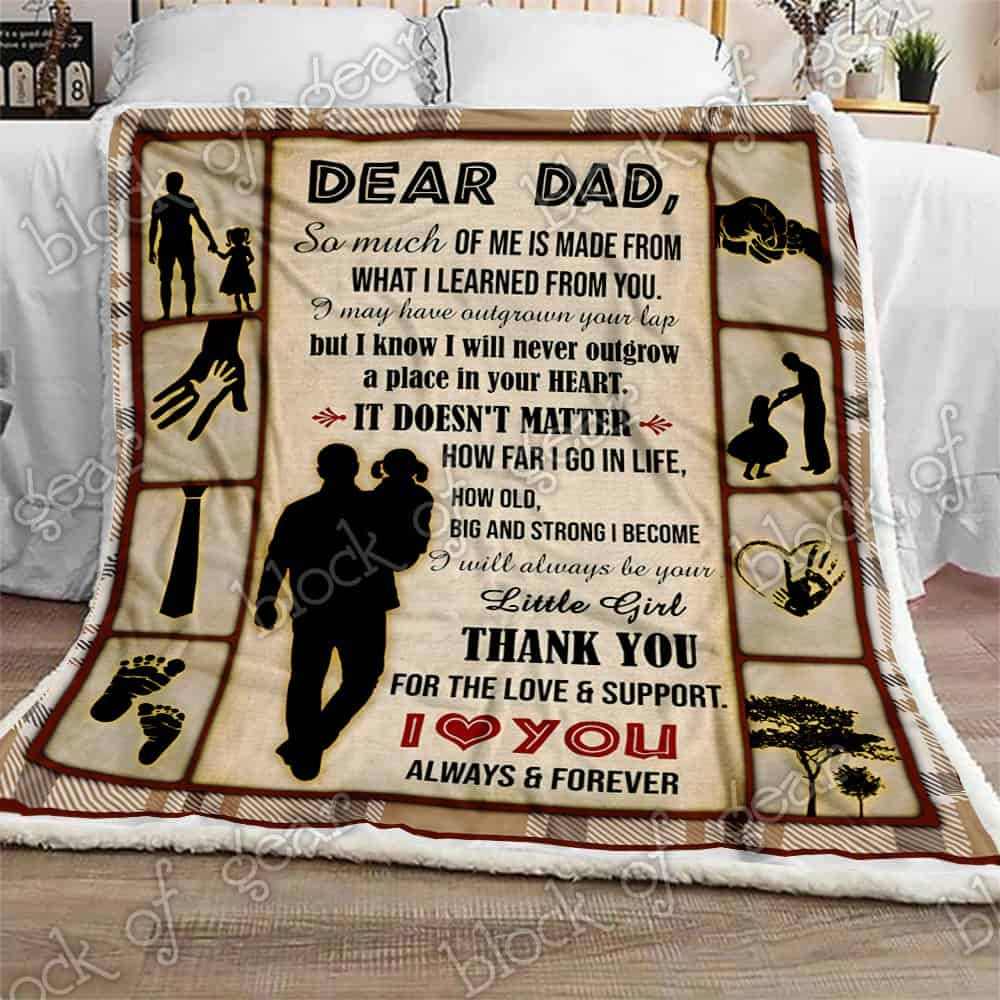 Dear Dad From Kids I Know I Never Outgrow Personalized Quilt Blanket for Dad with Kids' Heartfelt Messages