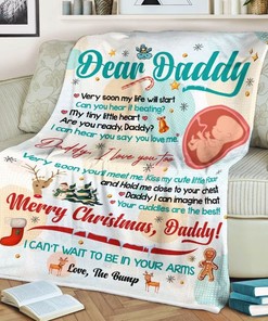 Dear Daddy Love The Bump Quilt Bedding Set for Future Dad