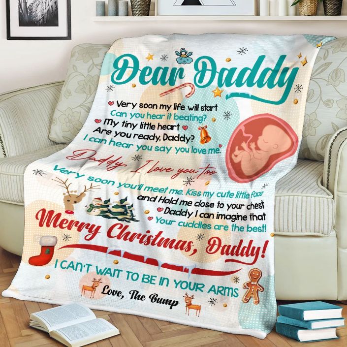 Dear Daddy Love The Bump Quilt Bedding Set for Future Dad