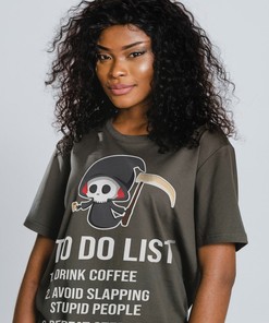 Death To Do List Graphic Tee - Funny Coffee Shirt with Sayings