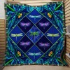 Deep Blue Dragonfly Dragonflies Lo Quilt Bedding Set