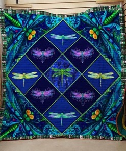 Deep Blue Dragonfly Dragonflies Lo Quilt Bedding Set