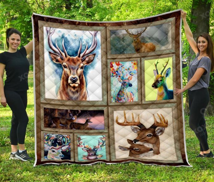 Deer Aesthetic Painting Quilt Blanket with Unique and Beautiful Design