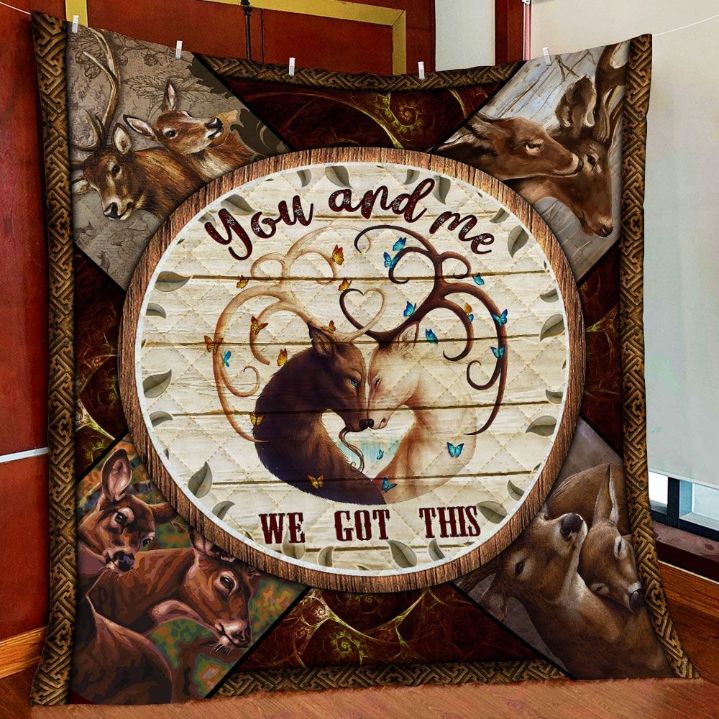 Deer Couple Hunting Quilt Bedding Set