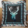 Deer Hunting Blue Gradient Quilt Blanket for Hunting Lovers