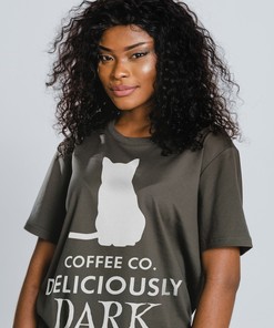Deliciously Dark Coffee Cat Unisex Tee - Funny Cat Lover Shirt for Coffee Addicts