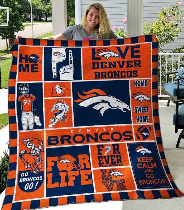 Den Broncos For Life Quilt Bed Set with Football Theme