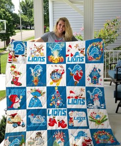 Detroit Lions Christmas Collection Quilt Bedding Set