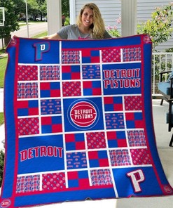 Detroit Pistons Collection Quilt Bedding Set, Great for Basketball Fans