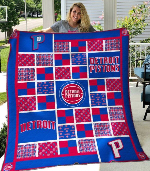 Detroit Pistons Collection Quilt Bedding Set, Great for Basketball Fans