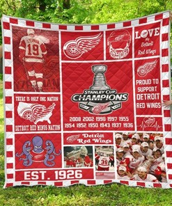 Detroit Red Wings Hockey Full Size Quilt Bed Set - Best Gifts for Sports Fans